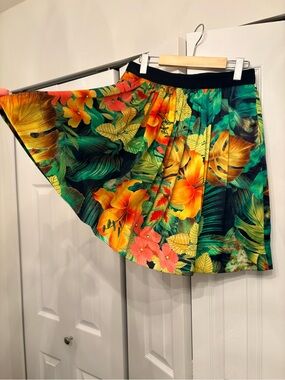 Pink Tartan Floral Silk Skirt - size 2